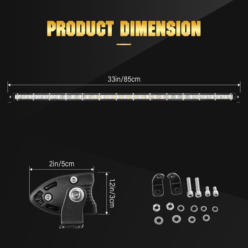SKYWORLD 32 Inch 150W Single Row LED Light Bar - Ultra Thin Off Road Driving Lights - Image 2