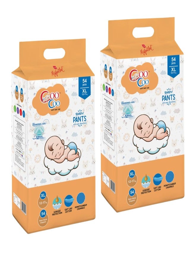 Mafatlal Coo Coo By Mafatlal Extra Dry Baby Pull-Up Premium Diaper Pant, Size XL (Extra Large), 108 Count | 12-17 kg | Up to 12 Hrs Protection | Super Absorbent Core | Soft Elastic Waist | Leak Protec