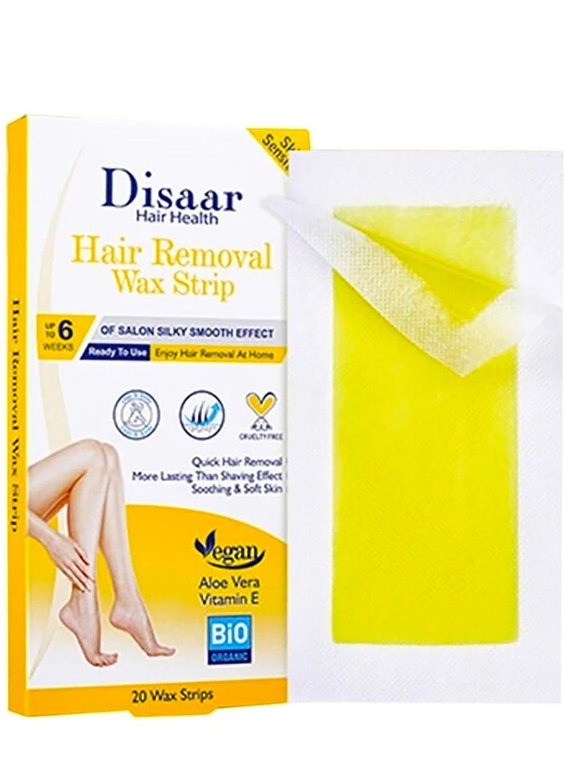 Disaar Hair Removal Wax Strip Aloe Vera and Vitamin E 20 Wax Strips - Image 1