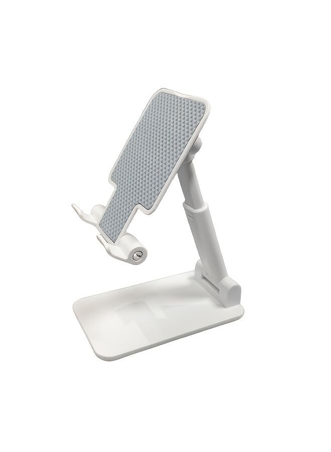 White Desktop Phone Holder Adjustable Foldable Stand For iPhone iPad Tablet - Image 1
