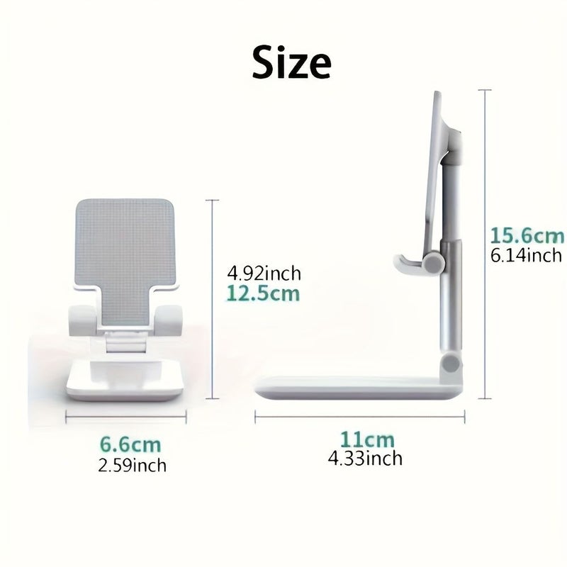 White Desktop Phone Holder Adjustable Foldable Stand For iPhone iPad Tablet - Image 3