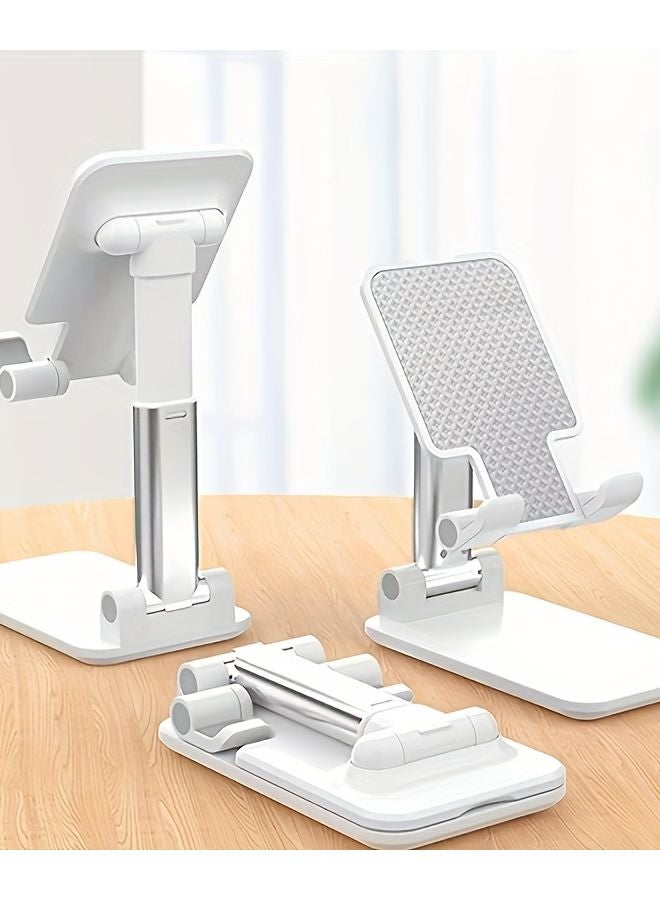 White Desktop Phone Holder Adjustable Foldable Stand For iPhone iPad Tablet - Image 5