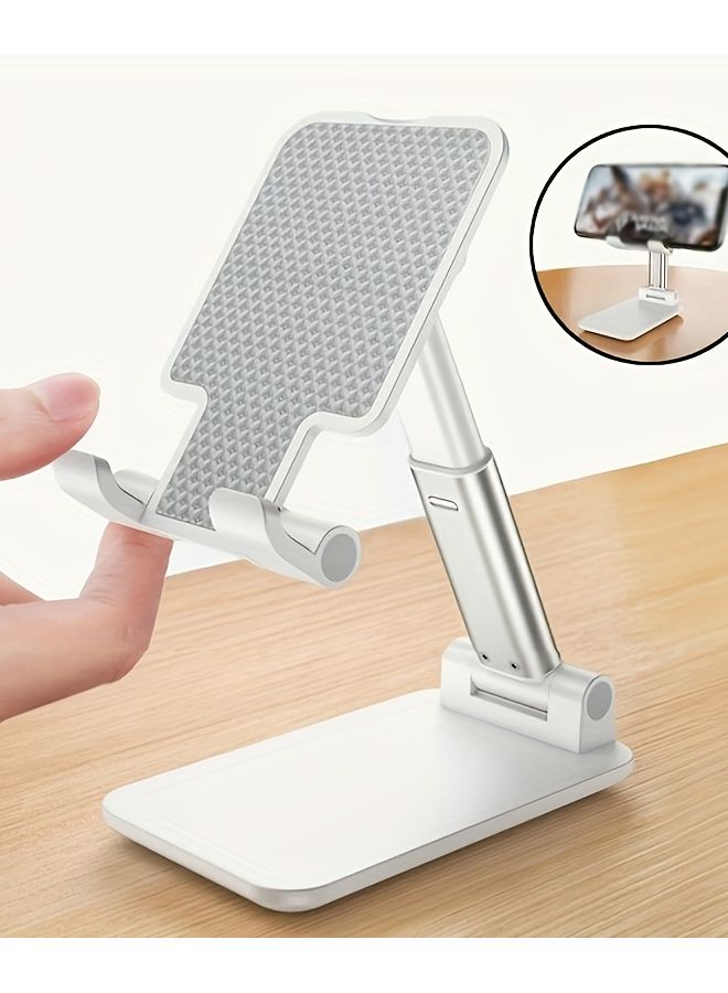 White Desktop Phone Holder Adjustable Foldable Stand For iPhone iPad Tablet - Image 2