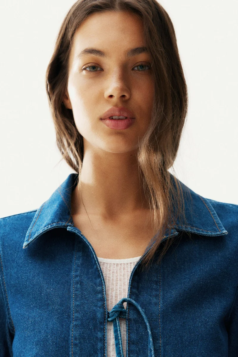 H&M Tie-front denim jacket