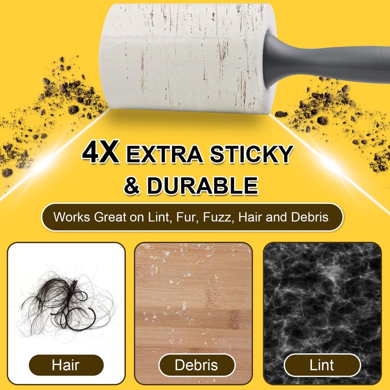 PackYard Extra Sticky Lint Rollers for Pet Hair, 250 Sheets, Lint Remover for Dog Cat Hair Removal, Animal Fur, Fuzz, Couch, Clothes Furniture and Carpet Travel-Friendly Grip Handle (1, White) - Image 3