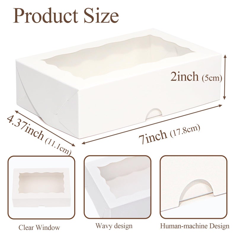 TEMLQPACK 25pcs 7x4.3x2 Inches White Chocolate Covered Strawberries Cookies Cakesickle Chocolate Truffle Treat Cake Pop Bakery Boxes for Christmas Valentine's - Image 4