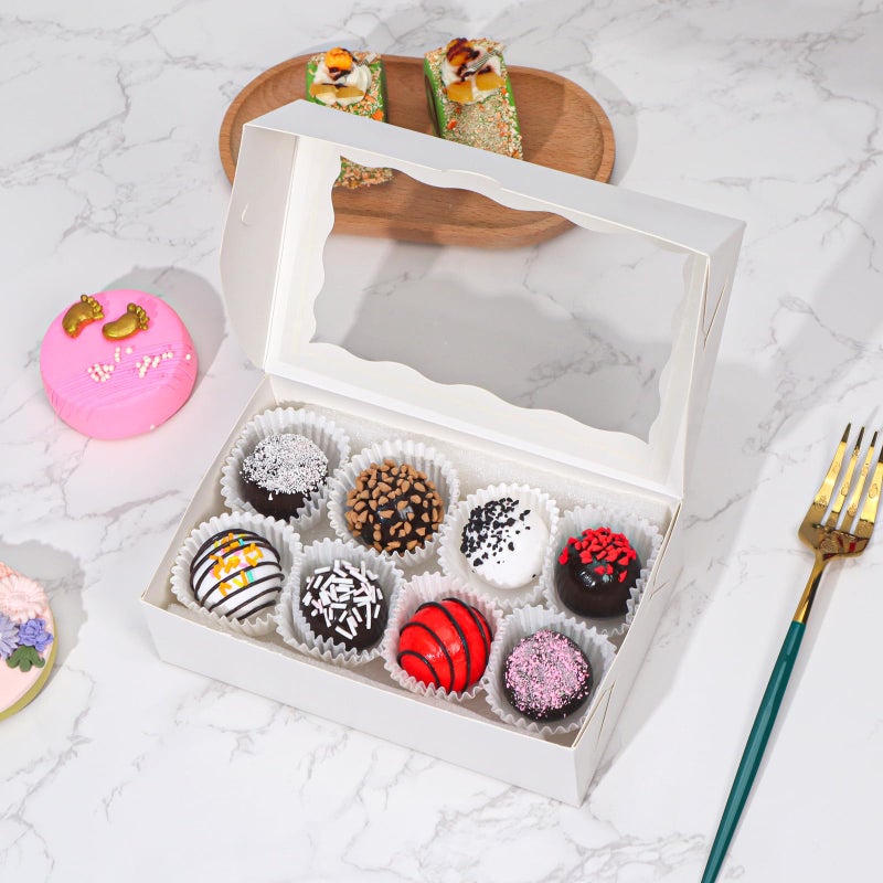 TEMLQPACK 25pcs 7x4.3x2 Inches White Chocolate Covered Strawberries Cookies Cakesickle Chocolate Truffle Treat Cake Pop Bakery Boxes for Christmas Valentine's - Image 3
