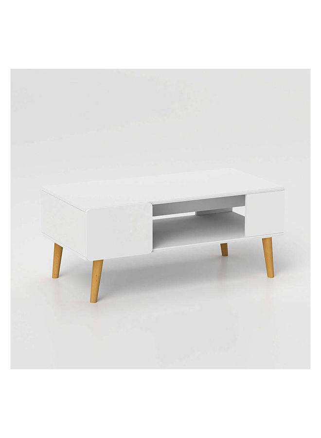 DANUBE HOME طاولة قهوة أدونيا متعددة الوظائف لغرفة المعيشة، طاولة مركزية لتوفير المساحة، أثاث بتصميم حديث لغرفة المعيشة المنزلية، الطول 100 × العرض 53 × الارتفاع 42 سم، أبيض - Image 3