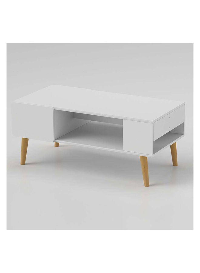 DANUBE HOME طاولة قهوة أدونيا متعددة الوظائف لغرفة المعيشة، طاولة مركزية لتوفير المساحة، أثاث بتصميم حديث لغرفة المعيشة المنزلية، الطول 100 × العرض 53 × الارتفاع 42 سم، أبيض - Image 2