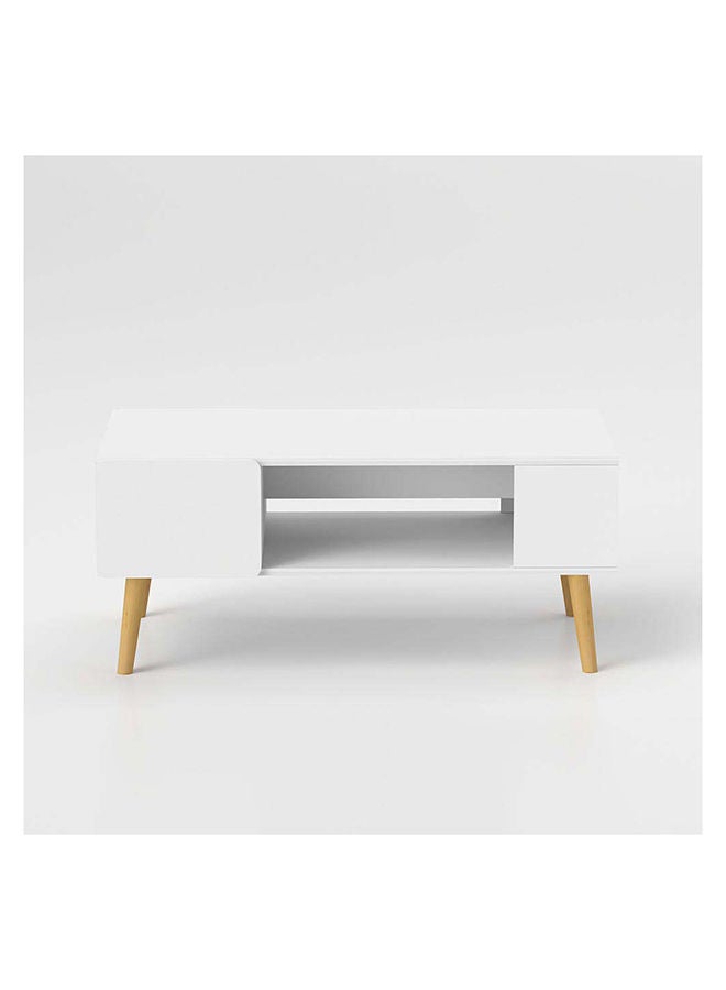 DANUBE HOME طاولة قهوة أدونيا متعددة الوظائف لغرفة المعيشة، طاولة مركزية لتوفير المساحة، أثاث بتصميم حديث لغرفة المعيشة المنزلية، الطول 100 × العرض 53 × الارتفاع 42 سم، أبيض - Image 4