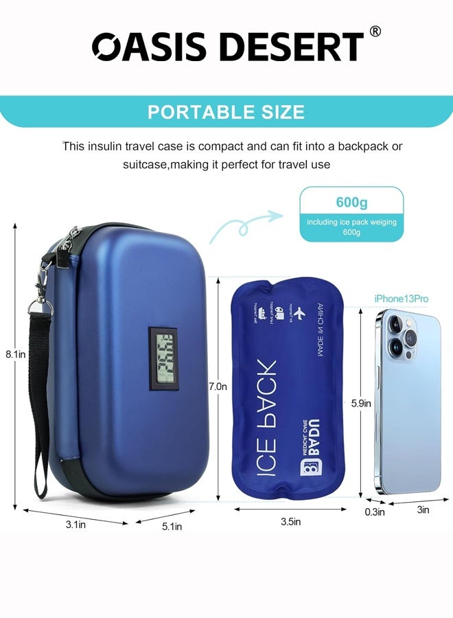 OASIS DESERT 48h Insulin Cooler Travel Case TSA Approved Medication Diabetic Cooler For Travel With Thermometer Temperature Display Refrigerated Medicine Organizer Bag With 2 Ice Pack Diabetic Supplies - Image 2
