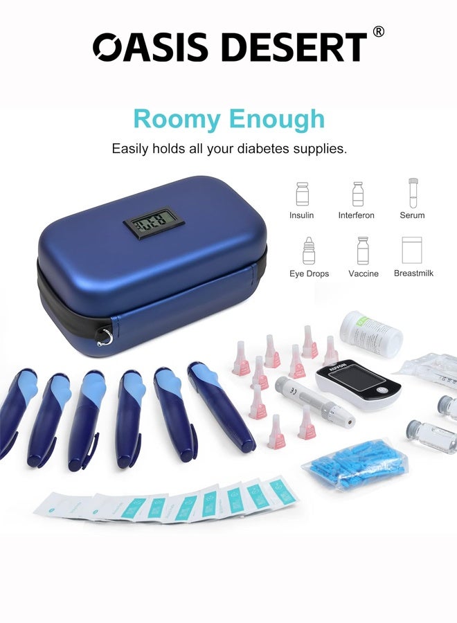 OASIS DESERT 48h Insulin Cooler Travel Case TSA Approved Medication Diabetic Cooler For Travel With Thermometer Temperature Display Refrigerated Medicine Organizer Bag With 2 Ice Pack Diabetic Supplies - Image 5