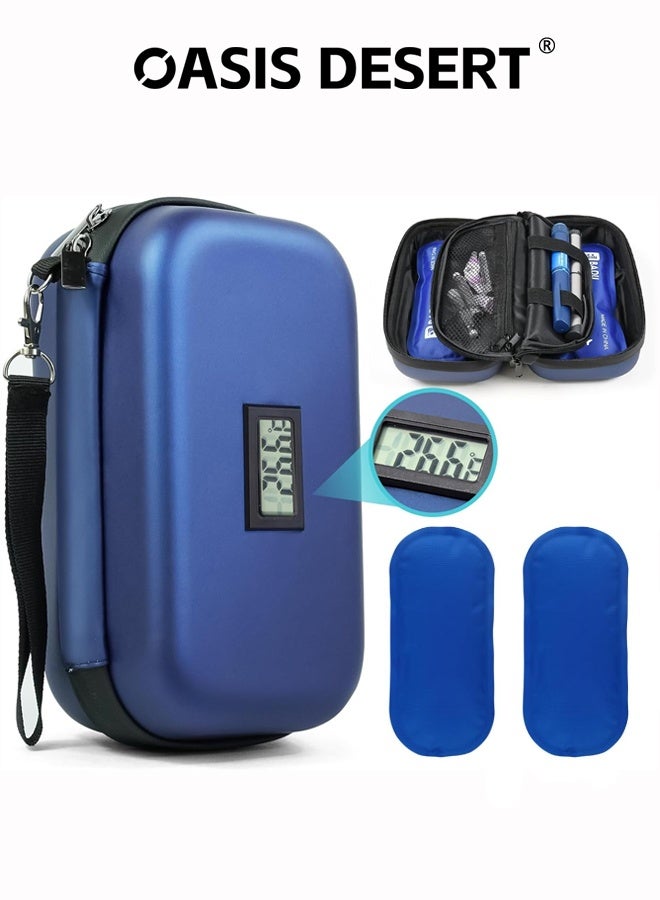 OASIS DESERT 48h Insulin Cooler Travel Case TSA Approved Medication Diabetic Cooler For Travel With Thermometer Temperature Display Refrigerated Medicine Organizer Bag With 2 Ice Pack Diabetic Supplies - Image 1