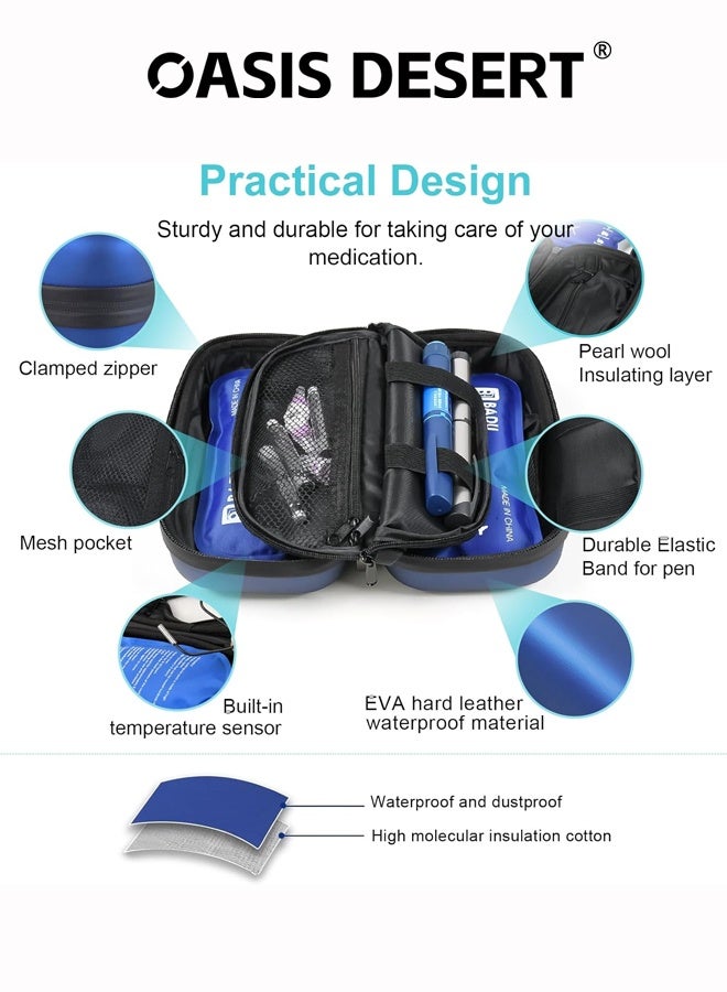 OASIS DESERT 48h Insulin Cooler Travel Case TSA Approved Medication Diabetic Cooler For Travel With Thermometer Temperature Display Refrigerated Medicine Organizer Bag With 2 Ice Pack Diabetic Supplies - Image 3