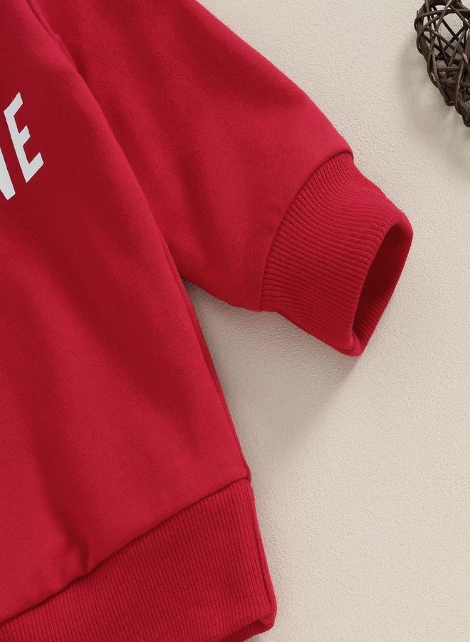 DNOMAID YZARC Valentines Toddler Baby Girl Outfit Daddy's Valentine Sweatshirt Tops Heart Bell Bottom Pants Clothes Set (Red Daddy's Valentine, 3-4 Years) - Image 5