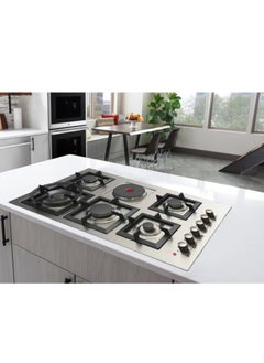 kitchen Line Built-In Hob - 5 Gas Burners + 1 Electric Burner - 90 CM - Silver - Made in Italy - ZPC.J5023  - Image 4