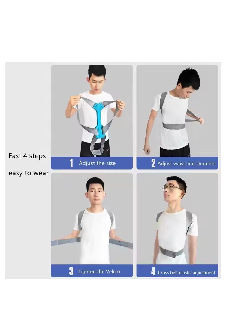 Relax Smart - Back Support Belt Posture Corrector Adjustable Upper Back Brace Supports and Straightens the Spine to Relieve Shoulder Neck and Back Pain - Image 1