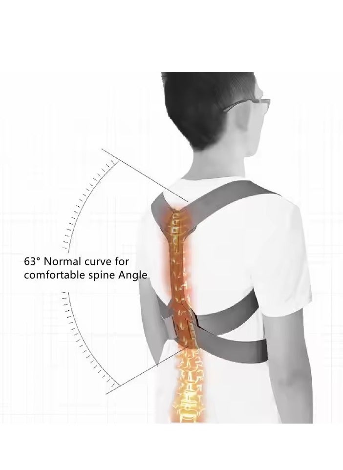 Relax Smart - Back Support Belt Posture Corrector Adjustable Upper Back Brace Supports and Straightens the Spine to Relieve Shoulder Neck and Back Pain - Image 1