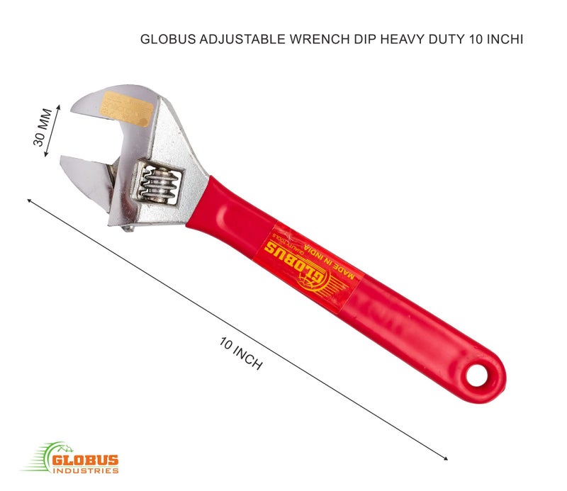 GLOBUS 1456 Forged Adjustable Steel Wrench Set - 8 Inches and 10 Inches, Chrome Finish with Soft PVC Grip (Pack of 2) - Image 5