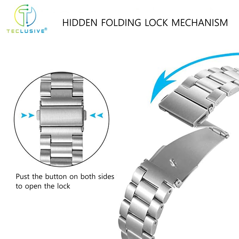 T TECLUSIVE Stainless Steel Metal Chain Strap Compatible for Galaxy Fit 3 | Metal Band Strap with Watch Strap Adjuster Tool for Galaxy Watch Fit 3 (Silver) - Image 3
