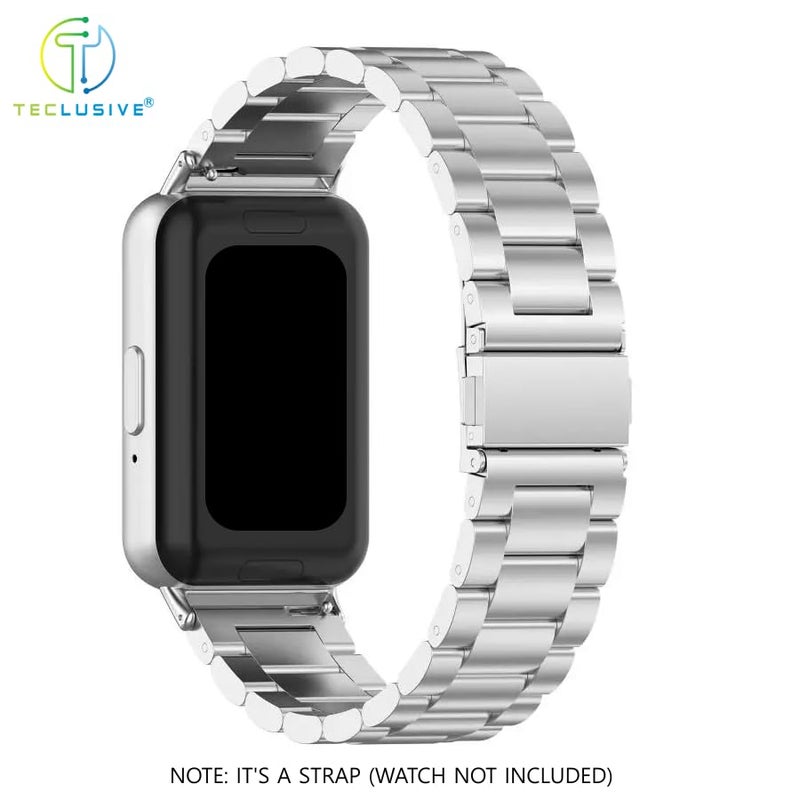 T TECLUSIVE Stainless Steel Metal Chain Strap Compatible for Galaxy Fit 3 | Metal Band Strap with Watch Strap Adjuster Tool for Galaxy Watch Fit 3 (Silver) - Image 4