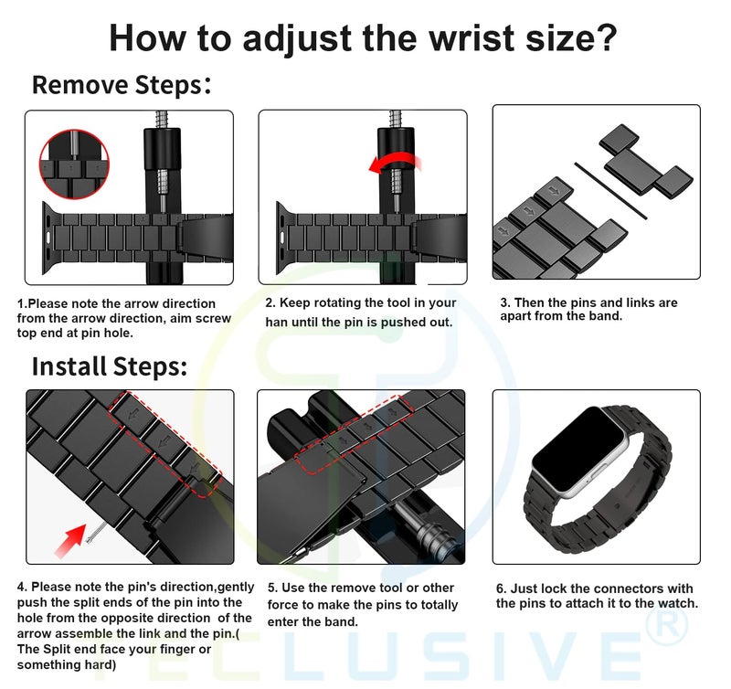 T TECLUSIVE Stainless Steel Metal Chain Strap Compatible for Galaxy Fit 3 | Metal Band Strap with Watch Strap Adjuster Tool for Galaxy Watch Fit 3 (Silver) - Image 5