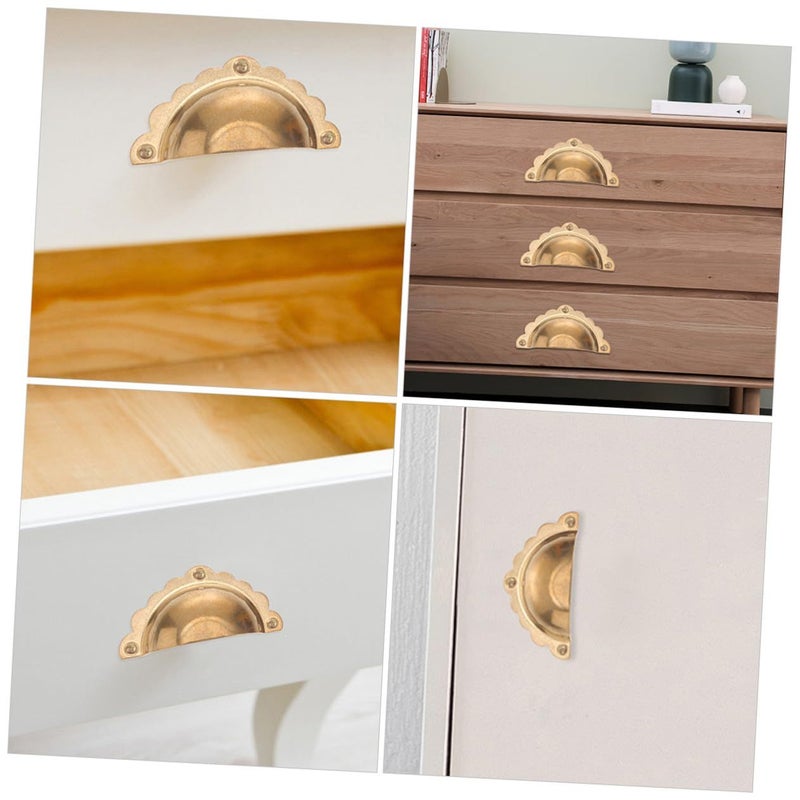 2Pcs Vintage Cabinet Door Pulls Half Moon Drawer Handles Brass Cupboard Pulls Furniture Wardrobe Handles For Kitchen Bedroom - Image 4
