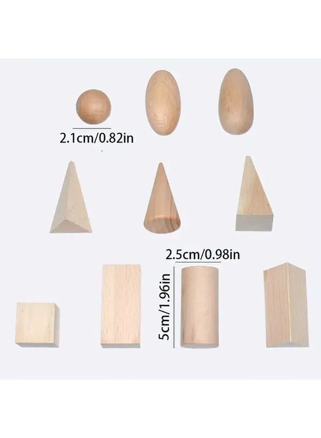 مجموعة مكعبات البناء الهندسية الزرقاء 10 قطع، أشكال رياضية خشبية، أدوات تعليمية حسية - Image 3