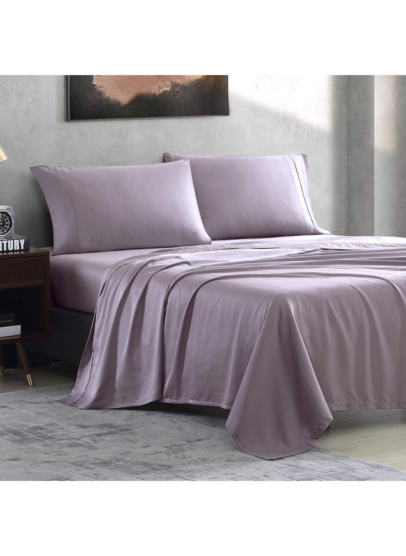 VALERON Valeron 100 Tencel Modal Sateen WovenLuxuriously Soft Breathable Cooling Beech Tree FiberPillowcase Set King Lilac  - Image 4