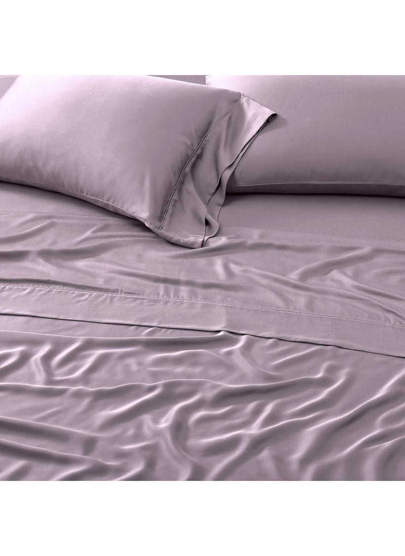 VALERON Valeron 100 Tencel Modal Sateen WovenLuxuriously Soft Breathable Cooling Beech Tree FiberPillowcase Set King Lilac  - Image 3