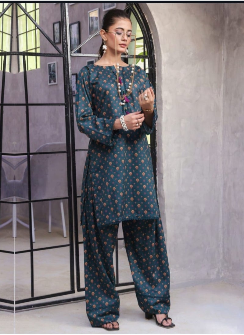 SAPHRON Retro – Stitched Luxury –Pakistani Digital Lawn 2PC with Farshi Shalwar  - Image 1