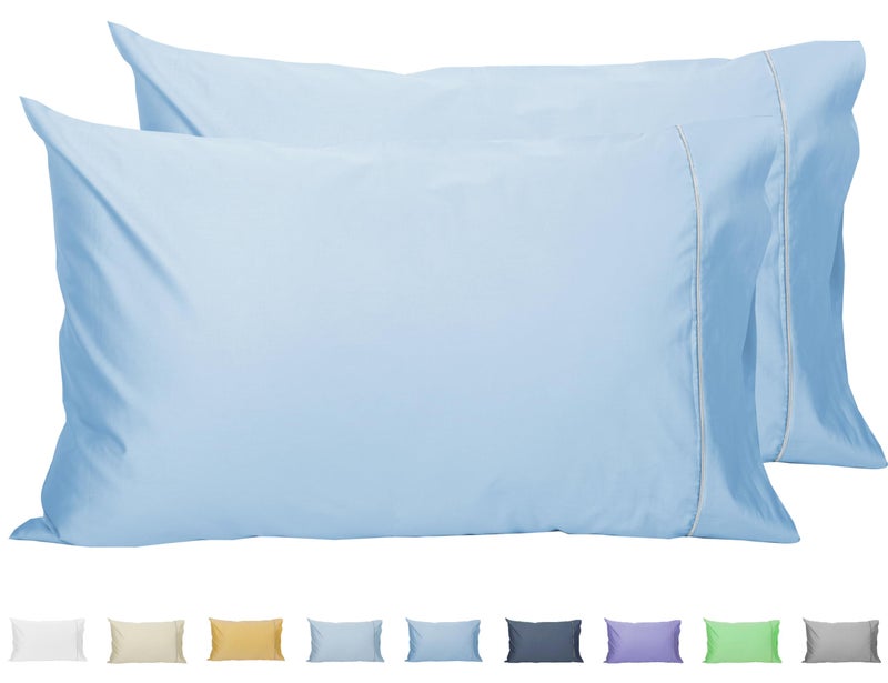 Sunflower Pillow Cases King Set of 2 100 Cotton King Pillowcases 2040 inches with Silver Trim Soft and Breathable Solid Powder Blue