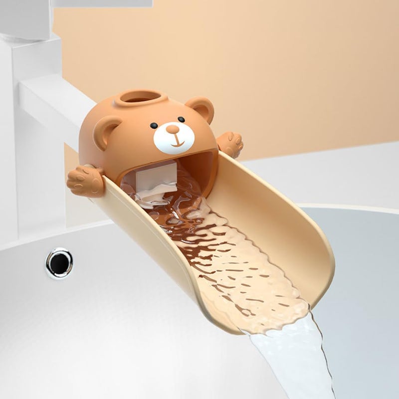 DLUCKY Faucet Extender for Sink Easy Use Sink Faucet Extenders with Temperature Sensitive for Toddlers Kids Hand Washing Faucet Extension for Bathroom Sink Kitchen Brown