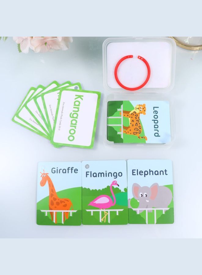 Educational Flash Cards Pocket Card Preschool Teaching Cards for kids, 20 Cards, Zoo Animals - Image 2