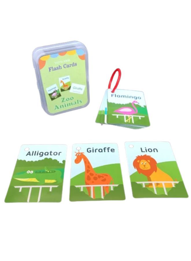 Educational Flash Cards Pocket Card Preschool Teaching Cards for kids, 20 Cards, Zoo Animals - Image 1