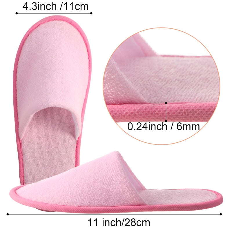 Geyoga 24 Pairs Disposable Slippers for Guests Bulk 2 Size Cotton Hotel Spa House Slippers for Graduation Wedding Party Shoeless Home Travel Individually Wrapped (White, Black, Pink, Purple, US Footwear Size System, Adult, Women, Alpha, Medium, Medium) - Image 4