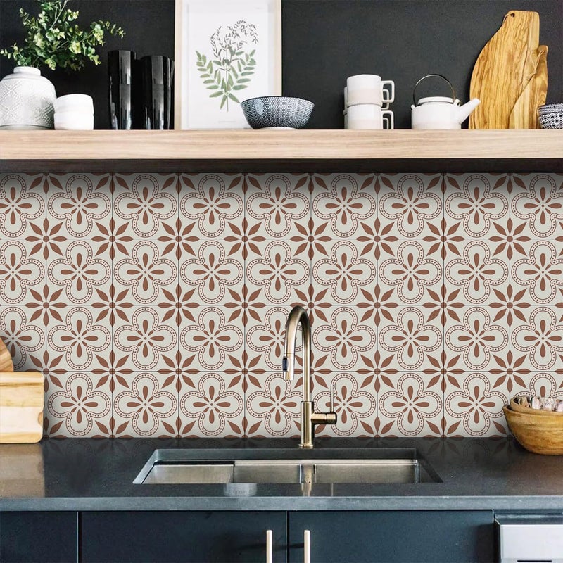 VICCI 12Pcs Tile Sticker Self Adhesive Wall Decals Peel and Stick Kitchen Backsplash Waterproof Wall Stickers 5.9x5.9 inch - Image 5
