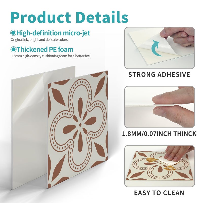 VICCI 12Pcs Tile Sticker Self Adhesive Wall Decals Peel and Stick Kitchen Backsplash Waterproof Wall Stickers 5.9x5.9 inch - Image 2