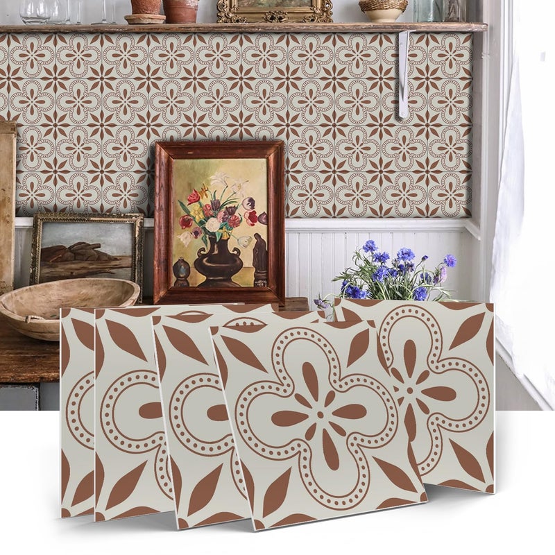 VICCI 12Pcs Tile Sticker Self Adhesive Wall Decals Peel and Stick Kitchen Backsplash Waterproof Wall Stickers 5.9x5.9 inch - Image 1