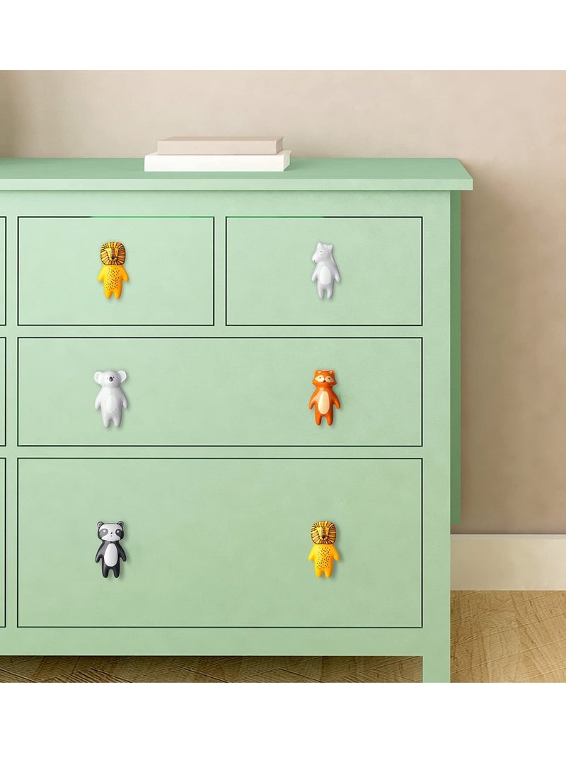 SOLARAE Cute Animal Knobs, 5 Pieces Animal Drawer Pulls  Ceramic Knobs Cabinet Knobs Kids - Image 3