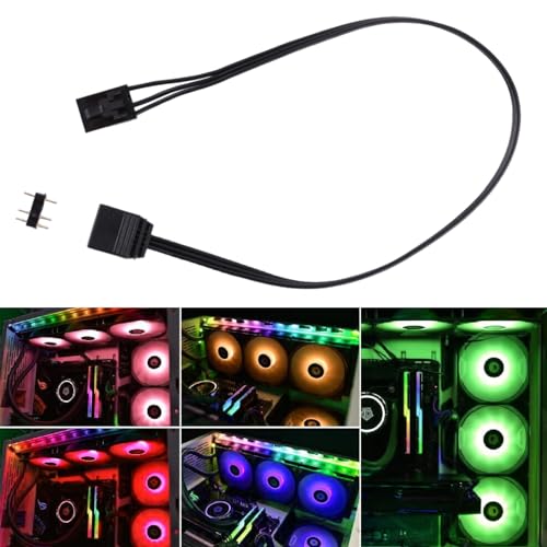 Vacatga for Corsair RGB to Standard ARGB 4-Pin 5V Adapter Connector RGB Cable 25cm Extension Cord Black PVC Black PVC - Image 5