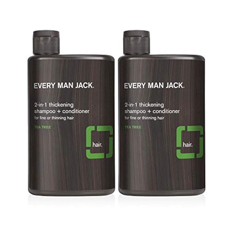 Every Man Jack 2in1 Thickening Shampoo  Conditioner  Thicken Cleanse and Hydrate Hair with Coconut Aloe and Tea Tree Oil  Naturally Derived and No Harsh Chemicals  Twin Pack
