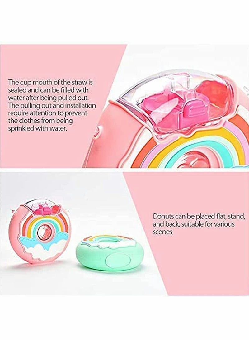 KASTWAVE Water Bottl, Kids Water Bottle Tritan BPA-Free Donut-Shaped Water Bottl, 380ml Kettle Seal Leakproof Anti-Fall Soft Silicone Straw   Water Bottles for Toddlers Girls and Boys Red - Image 4