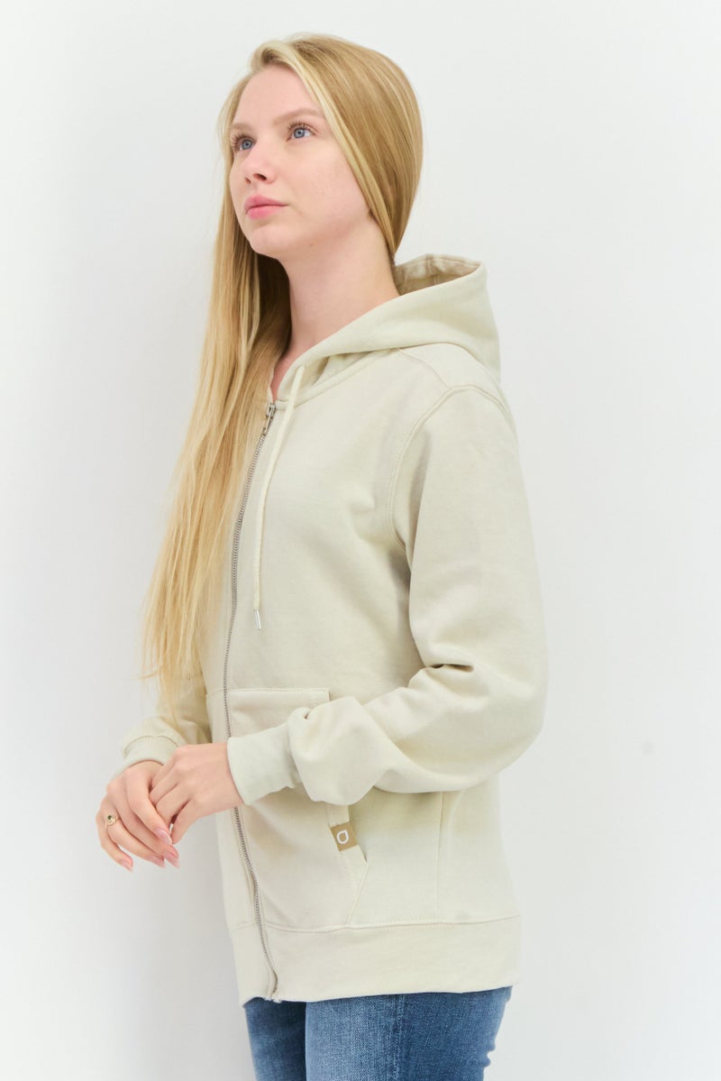 JUICE Women Solid Long Sleeves Hooded Sweatshirt, Off White - Image 2