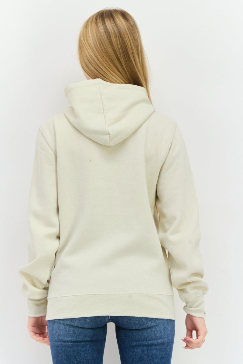 JUICE Women Solid Long Sleeves Hooded Sweatshirt, Off White - Image 3