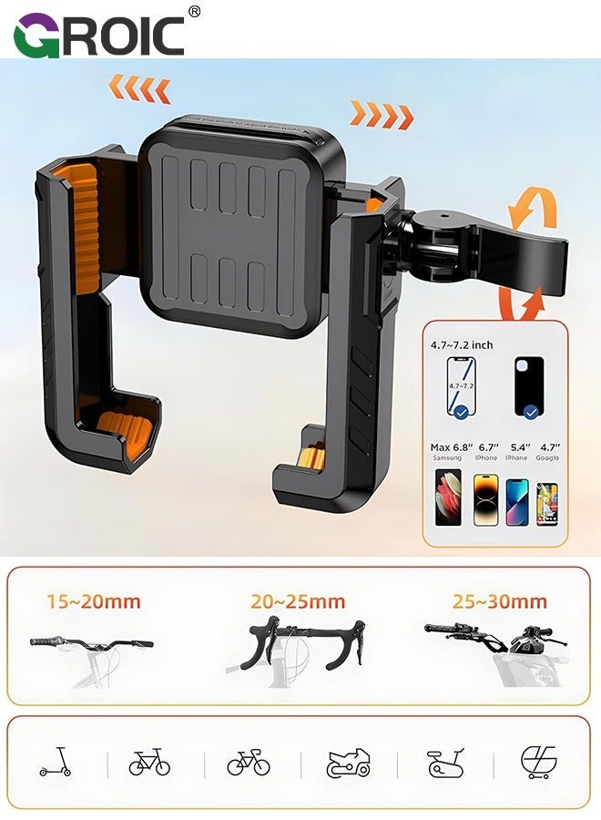 GROIC Motorcycle Phone Holder, Bicycle Mount 360°Rotate, Bike Holder Handlebar Suitable for iPhone  Android Smartphones from 4.5-7.0 Inches - Image 3