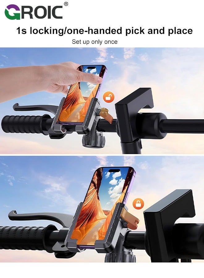 GROIC Motorcycle Phone Holder, Bicycle Mount 360°Rotate, Bike Holder Handlebar Suitable for iPhone  Android Smartphones from 4.5-7.0 Inches - Image 4