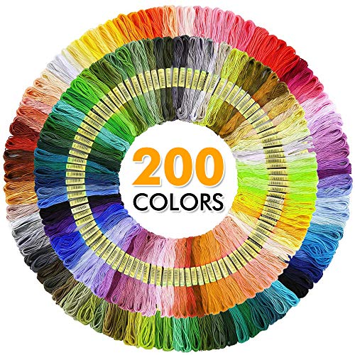 INSCRAFT 304 Pack Embroidery Kit, 200 Colors Threads, 5 Pcs Bamboo Embroidery Hoops, 2 Pcs Aida Cloth, Instructions, Bag and Cross Stitch Tools Set, Hand Embroidery Starter Kit for Beginners Adults - Image 2