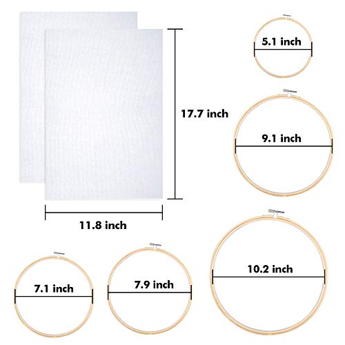 INSCRAFT 304 Pack Embroidery Kit, 200 Colors Threads, 5 Pcs Bamboo Embroidery Hoops, 2 Pcs Aida Cloth, Instructions, Bag and Cross Stitch Tools Set, Hand Embroidery Starter Kit for Beginners Adults - Image 4