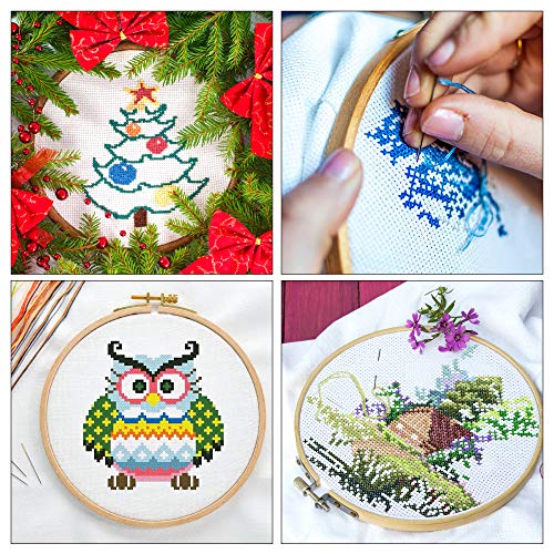 INSCRAFT 304 Pack Embroidery Kit, 200 Colors Threads, 5 Pcs Bamboo Embroidery Hoops, 2 Pcs Aida Cloth, Instructions, Bag and Cross Stitch Tools Set, Hand Embroidery Starter Kit for Beginners Adults - Image 5